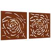vidaXL Puutarhasein&auml;koristeet 2 kpl 105x55 cm corten ter&auml;s ruusukuvio