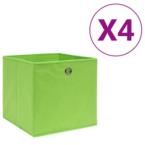 vidaXL S&auml;ilytyslaatikot 4 kpl kuitukangas 28x28x28 cm vihre&auml;
