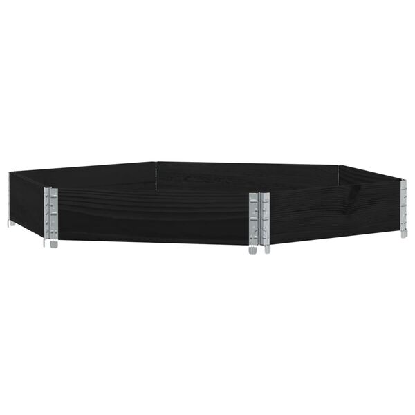 vidaXL Korotettu kukkalaatikko kuusikulmio musta 160x160cm täysi mänty