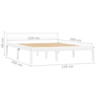 vidaXL Sängynrunko valkoinen täysi mänty 120x200 cm