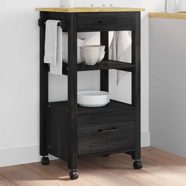 vidaXL Keitti&ouml;vaunu Yksiv&auml;rinen Musta