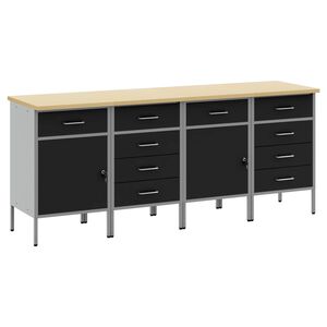 vidaXL Ty&ouml;p&ouml;yt&auml;kaappi lukkoon 4 pcs Mustat ja harmaa 200 x 55 x 85 cm