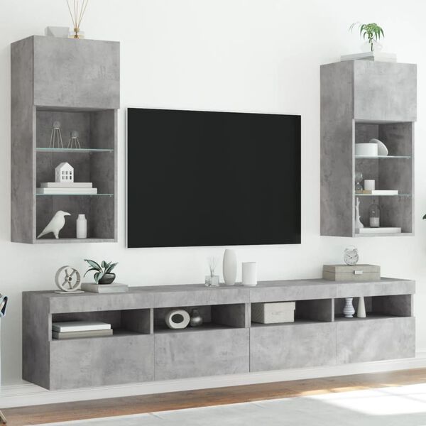vidaXL TV-kaapit LED-valoilla 2 kpl betoninharmaa 40,5x30x90 cm