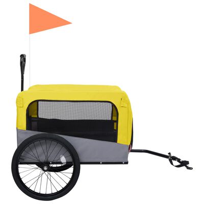 vidaXL 2-in-1 lemmikkikärry pyörään/juoksurattaat keltainen ja harmaa
