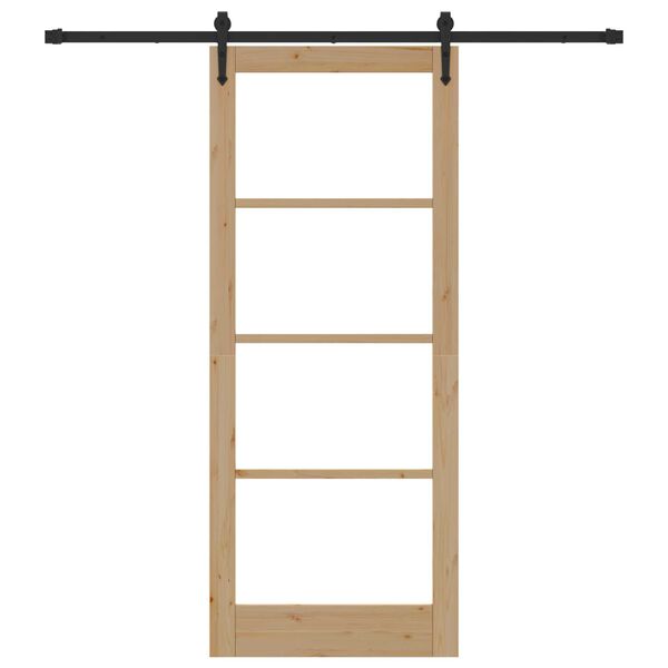 vidaXL Liukuovi Luonnollinen ja musta 86 x 211 cm T&auml;ysi m&auml;nty ja lasi