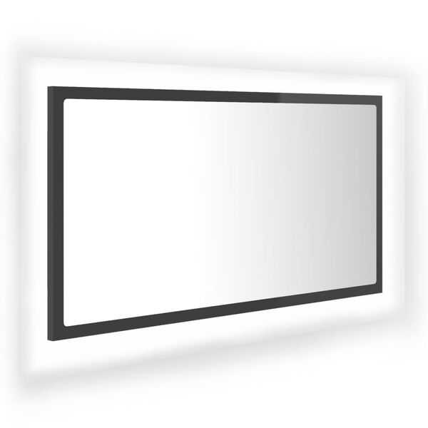 vidaXL LED-kylpyhuonepeili korkeakiilto harmaa 80x8,5x37 cm akryyli