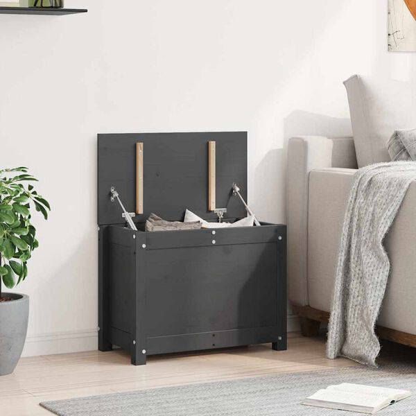 vidaXL Säilytyslaatikko harmaa 60x32x45,5 cm täysi mänty