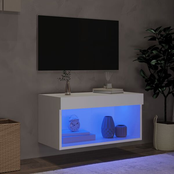 vidaXL TV-taso LED-valoilla valkoinen 60x30x30 cm