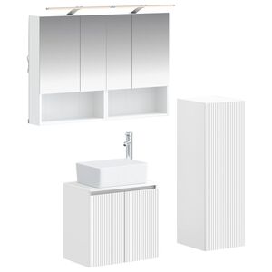 vidaXL Kylpyhuonekalustesetti 4 pcs valkoinen Tekninen puu ja lasi