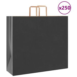 vidaXL Paperikassit 250 kpl kahvoilla musta 54x15x49 cm