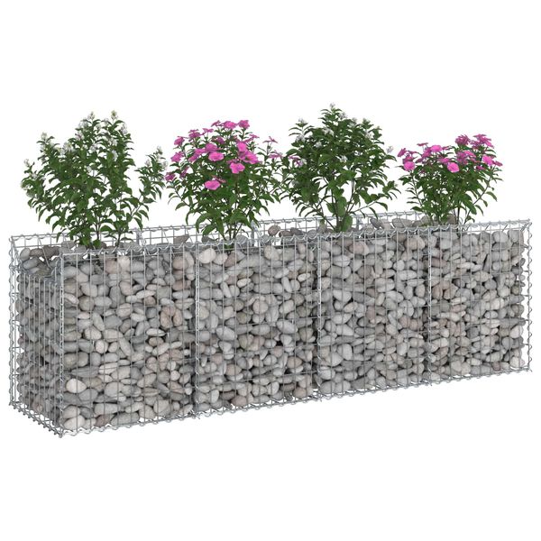 vidaXL Gabion Kohotettu Peti Hopea 200 x 50 x 60 cm Galvanoitu ter&auml;s