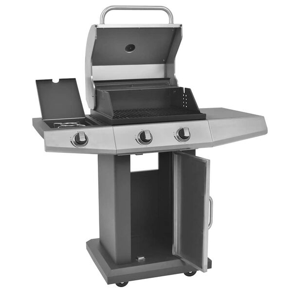 vidaXL Kaasu Grilli py&ouml;r&auml;ll&auml; ovella Hopea Ter&auml;st&auml; metalliputkella