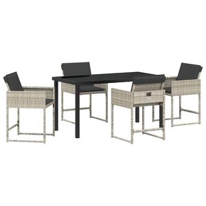 vidaXL Piharuokailu setti 5 pcs Vaaleanharmaa polyrottinki