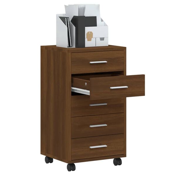 vidaXL Laatikosto rullapy&ouml;rill&auml; ruskea tammi tekninen puu