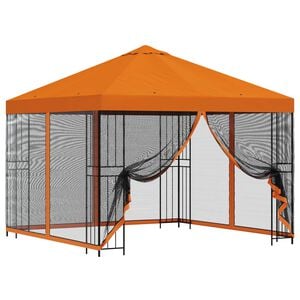vidaXL Puutarhamaja sivuseinill&auml; 3 x 3 m Oranssi Polyesteri ja ter&auml;s