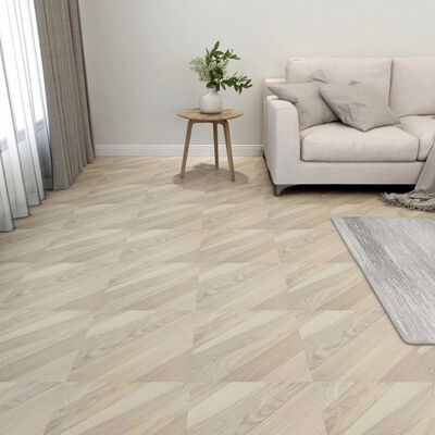 vidaXL Itsekiinnittyvät lattialankut 20 kpl PVC 1,86 m² beige raidat