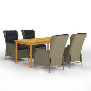 vidaXL 5-osainen Ulkoruokailuryhmä ruskea