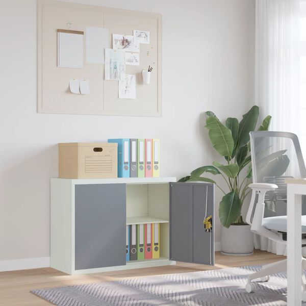 vidaXL Arkistokaappi vaalean- ja tummanharmaa 90x40x70 cm ter&auml;s