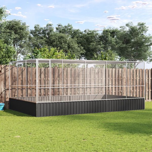 vidaXL Aviaario jatkeella hopea 518x307x212 cm ter&auml;s