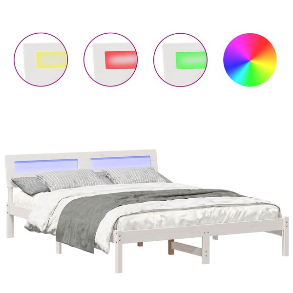 vidaXL S&auml;ngyn runko p&auml;&auml;tyll&auml; Valkoinen 160 x 200 cm Massiivinen m&auml;nty