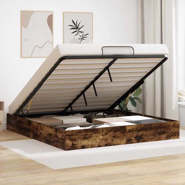 vidaXL Ottoman S&auml;ngyn Runko Savustettu Tammi 203 x 160 x 25 cm