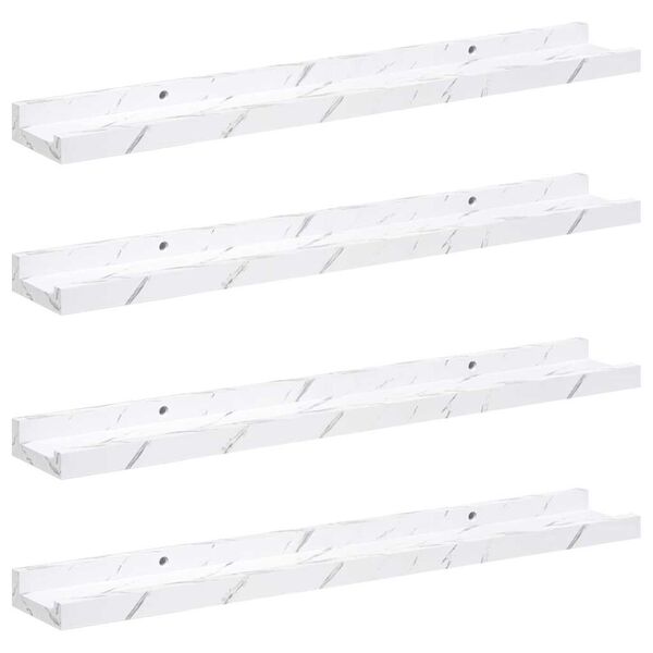 vidaXL Sein&auml;hylly 4 pcs Valkoinen marmori 60 x 9 x 3 cm Tekninen puu
