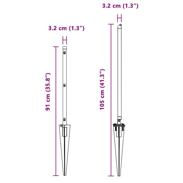 vidaXL Aitalatu 52 pcs Harmaa 3,2 x 3,2 x 60 cm