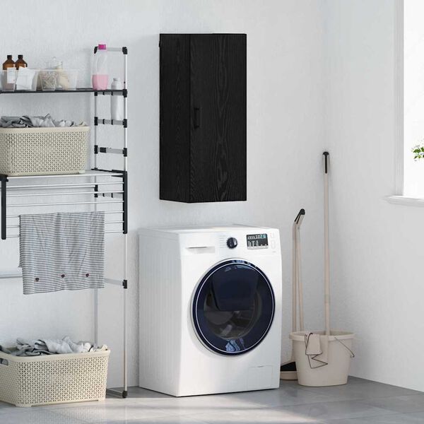 vidaXL Sein&auml;kaappi Musta tammi. 34,5 x 34 x 90 cm Tekninen puu