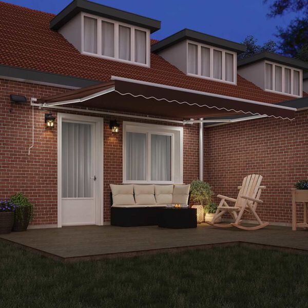 vidaXL K&auml;sin kelattava markiisi LED ruskea 400x300 cm