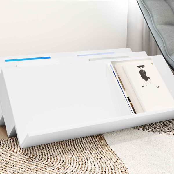 vidaXL Lehtiteline hyllyll&auml; Valkoinen 90 x 53 x 28,5 cm Tekninen puu