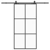 vidaXL liukuovi laitteistosarjalla musta 102x205 cm ESG lasi