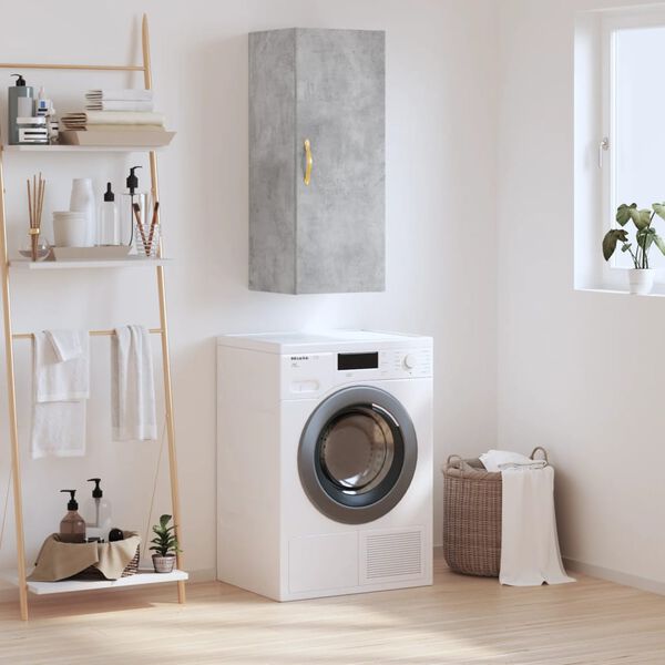 vidaXL Sein&auml;kiinnitett&auml;v&auml; kaappi betoninharmaa 34,5x34x90 cm