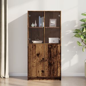vidaXL Kaappi ovilla vanha puu 68x37x142 cm tekninen puu