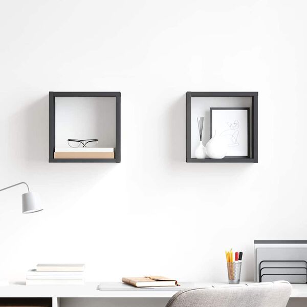 vidaXL Kuutiosein&auml;hyllyt 2 kpl harmaa 26x15x26 cm