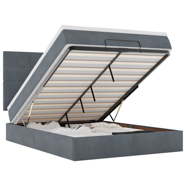 vidaXL Ottomaanisänky patjoineen tummanharmaa 140x200cm sametti