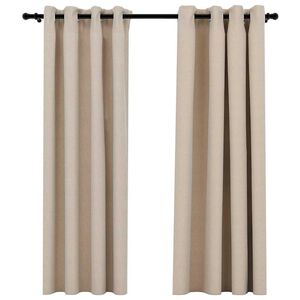 vidaXL Pellavamaiset pimennysverhot renkailla 2 kpl beige 140x175 cm