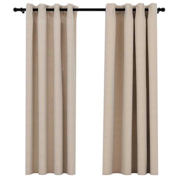 vidaXL Pellavamaiset pimennysverhot renkailla 2 kpl beige 140x175 cm