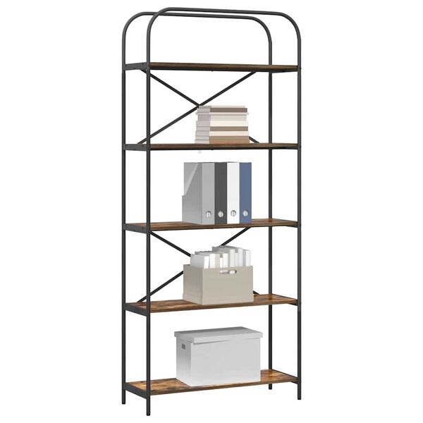 vidaXL Kirjahylly Savup&auml;hkin&auml; 80 x 30 x 183 cm Tekninen puu