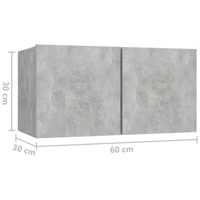 vidaXL Seinäkiinnitettävä TV-taso betoninharmaa 60x30x30 cm