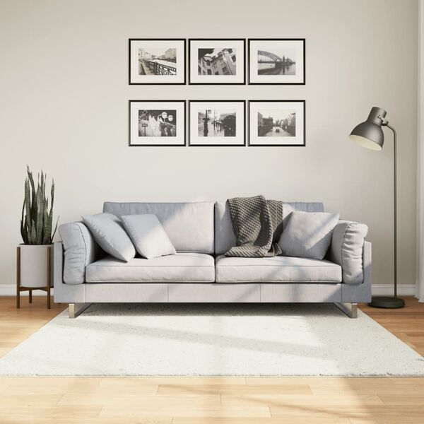 vidaXL Matto OVIEDO lyhytnukkainen kerma 160x160 cm