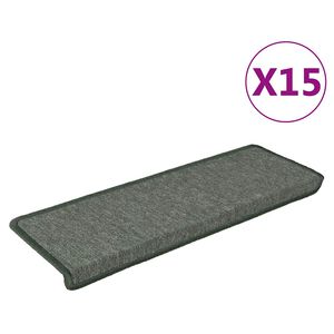 vidaXL Porrasmatot 15 kpl 65x21x4 cm tummanvihre&auml; suorakaiteen muotoinen reuna