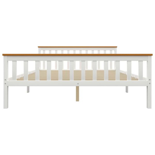 vidaXL Sängynrunko 2 vetolaatikolla valkoinen täysi mänty 160x200 cm