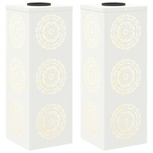 vidaXL Aurinko LED-polkuvalo 2 kpl L&auml;mpim&auml;n Valkoinen 18 x 18 x 50 cm