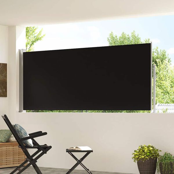 vidaXL Sis&auml;&auml;nvedett&auml;v&auml; sivumarkiisi 120 x 300 cm musta