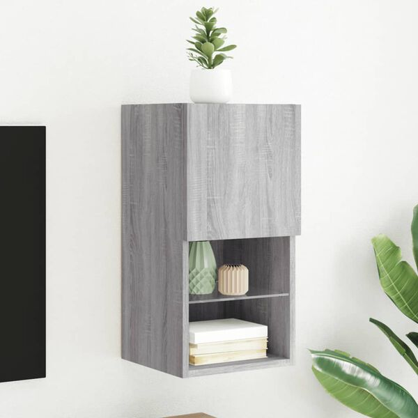 vidaXL TV-kaappi LED-valoilla harmaa Sonoma 30,5x30x60 cm