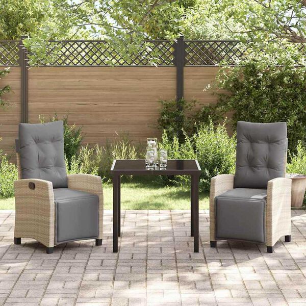 vidaXL Piharuokailu setti tyynyll&auml; 3 pcs Beige polyrottinki