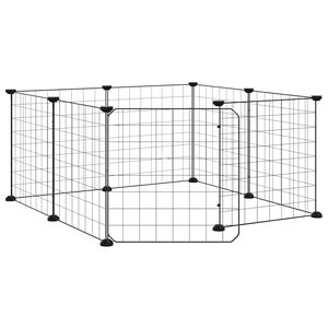 vidaXL 8-paneelinen lemmikkih&auml;kki ovella musta 70x70x35 cm ter&auml;s