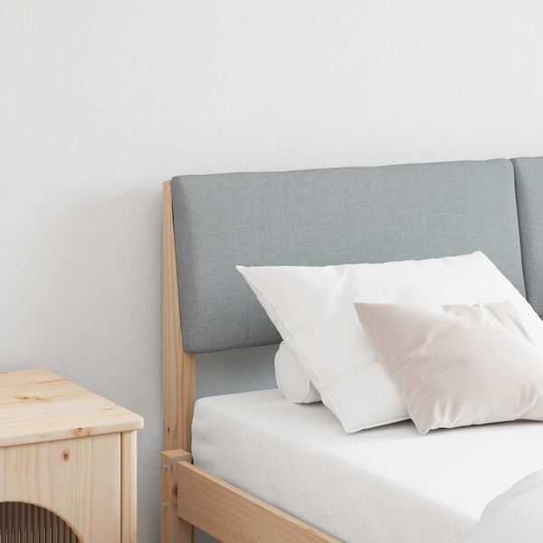 vidaXL Verhoiltu s&auml;ngynp&auml;&auml;ty Vaaleanharmaa 150 cm Massiivinen m&auml;nty