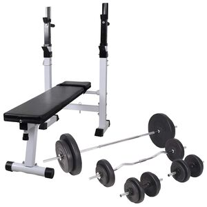 vidaXL Kuntopenkki painotelineell&auml;, levy- ja k&auml;sipainosarja 90 kg
