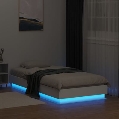 vidaXL Sängynrunko LED-valoilla valkoinen 90x190 cm